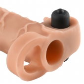 Телесная вибронасадка с кольцом Vibrating Real Feel 2 Extension - 16 см. - Pipedream - в Кирове купить с доставкой