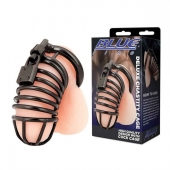 Черная металлическая клетка с замком Deluxe Chastity Cage - BlueLine - купить с доставкой в Кирове