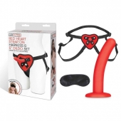 Красный поясной фаллоимитатор Red Heart Strap on Harness   5in Dildo Set - 12,25 см. - Lux Fetish - купить с доставкой в Кирове