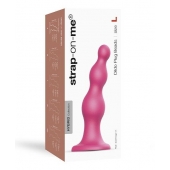Розовая насадка Strap-On-Me Dildo Plug Beads size L - Strap-on-me - купить с доставкой в Кирове