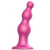 Розовая насадка Strap-On-Me Dildo Plug Beads size L - Strap-on-me - купить с доставкой в Кирове