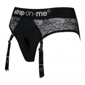 Черные трусики для насадок Diva Lingerie Harness - size S - Strap-on-me - купить с доставкой в Кирове