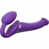 Фиолетовый безремневой вибрострапон Vibrating Bendable Strap-On - size L - Strap-on-me - купить с доставкой в Кирове