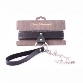 Узкий однослойный ошейник с поводком - Crazy Handmade - купить с доставкой в Кирове