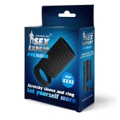 Черная открытая насадка на пенис с кольцом для мошонки XXXL-size - 9,9 см. - Sex Expert - в Кирове купить с доставкой