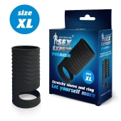 Черная открытая насадка на пенис с кольцом для мошонки XL-size - 8,9 см. - Sex Expert - в Кирове купить с доставкой