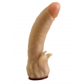 Телесная гелевая насадка-фаллос с клиторальными лепестками - 18,5 см. - LOVETOY (А-Полимер) - купить с доставкой в Кирове