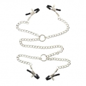 Серебристые зажимы для сосков и половых губ на тонкой цепочке - Notabu - купить с доставкой в Кирове