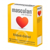 Презервативы с колечками и пупырышками Masculan Ribbed+Dotted - 3 шт. - Masculan - купить с доставкой в Кирове