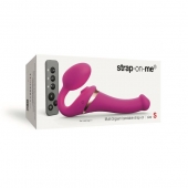 Ярко-розовый безремневой страпон Multi Orgasm Size S с клиторальной стимуляцией - Strap-on-me - купить с доставкой в Кирове