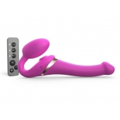 Ярко-розовый безремневой страпон Multi Orgasm Size S с клиторальной стимуляцией - Strap-on-me - купить с доставкой в Кирове