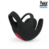 Черная вибронасадка на пенис и мошонку Sex Expert - Sex Expert - в Кирове купить с доставкой
