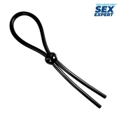 Черное силиконовое лассо с шариком для утяжки - Sex Expert - в Кирове купить с доставкой