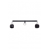 Черная распорка для ног с кожаными манжетами - Pecado - купить с доставкой в Кирове