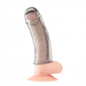 Текстурированная насадка на пенис Clear Textured Penis Enhancing Sleeve Extension - 16,5 см. - BlueLine - в Кирове купить с доставкой
