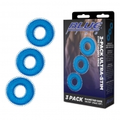 Комплект из трех голубых колец для эрекции 3-Pack Ultra-Stim Stretch Cock Rings - BlueLine - в Кирове купить с доставкой