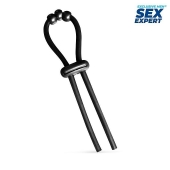 Черное эрекционное кольцо со стимулирующими бусинами - Sex Expert - в Кирове купить с доставкой