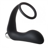 Черное эрекционное кольцо с вибропробкой Vibrating Anal Plug With Cockring - Dream Toys - в Кирове купить с доставкой