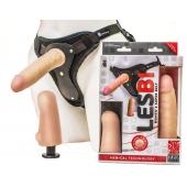 Телесный страпон Harness LESBI с вагинальной пробкой - 16,5 см. - LOVETOY (А-Полимер) - купить с доставкой в Кирове