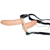 Телесный женский страпон с вагинальной пробкой Strap-On Duo - 15 см. - Orion - купить с доставкой в Кирове