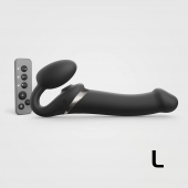 Черный безремневой страпон Multi Orgasm Size L с клиторальной стимуляцией - Strap-on-me - купить с доставкой в Кирове