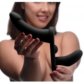 Черный вибрострапон Double Take 10X Double Penetration Vibrating Strap-on Harness - XR Brands - купить с доставкой в Кирове