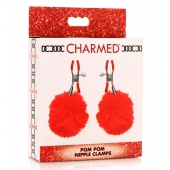 Красные зажимы на соски с помпонами Pom Pom - XR Brands - купить с доставкой в Кирове