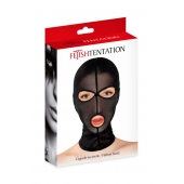 Черная сетчатая маска на голову с отверстиями для глаз и рта - Fetish Tentation - купить с доставкой в Кирове