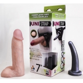 Страпон-унисекс с двумя насадками UNI strap 7  Harness - 19 и 16 см. - LOVETOY (А-Полимер) - купить с доставкой в Кирове