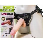 Страпон-унисекс с двумя насадками UNI strap 7  Harness - 19 и 16 см. - LOVETOY (А-Полимер) - купить с доставкой в Кирове
