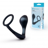 Черное эрекционное кольцо со стимулятором простаты Ringer Cock Ring   Plug - b-Vibe - в Кирове купить с доставкой