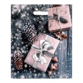 Новогодний пакет с принтом в виде подарков и вырубной ручкой (45х38 см) - Сима-Ленд - купить с доставкой в Кирове