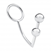 Кольцо на пенис с анальным стимулятором Two Bead Stainless Steel Anal Hook   Cock Ring - BlueLine - в Кирове купить с доставкой