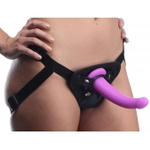 Лиловый поясной страпон Navigator Silicone G-Spot Dildo with Harness - 17,8 см. - XR Brands - купить с доставкой в Кирове
