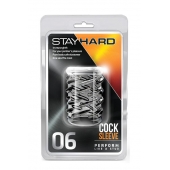 Прозрачная насадка с объёмными чёрточками STAY HARD COCK SLEEVE 06 CLEAR - Blush Novelties - в Кирове купить с доставкой
