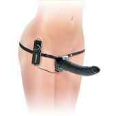 Черный страпон с вагинальной пробкой Deluxe Vibrating Penetrix Strap-On - 19 см. - Pipedream - купить с доставкой в Кирове