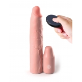 Телесная вибронасадка на член 3  Vibrating Mega X-tension with Remote - 22,9 см. - Pipedream - в Кирове купить с доставкой