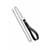 Поводок с ручкой из черной натуральной кожи и карабином для ошейника - Pecado - купить с доставкой в Кирове