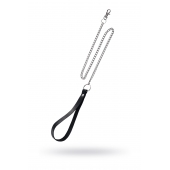 Поводок с ручкой из черной натуральной кожи и карабином для ошейника - Pecado - купить с доставкой в Кирове