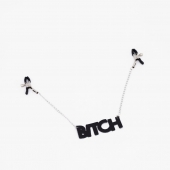 Зажимы на соски с кожаной подвеской Bitch - Crazy Handmade - купить с доставкой в Кирове