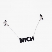 Зажимы на соски с кожаной подвеской Bitch - Crazy Handmade - купить с доставкой в Кирове