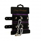 Черно-фиолетовые скругленные наручники с мягкой подкладкой - Crazy Handmade - купить с доставкой в Кирове