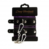 Черно-фиолетовые скругленные наручники с мягкой подкладкой - Crazy Handmade - купить с доставкой в Кирове