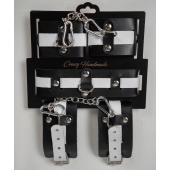 Набор фиксаторов из черной и белой натуральной кожи - Crazy Handmade - купить с доставкой в Кирове