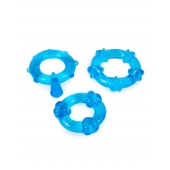 Набор из 3 синих эрекционных колец с различным рельефом - Erowoman-Eroman - в Кирове купить с доставкой
