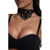 Черный чокер с клепками и золотистой фурнитурой - Crazy Handmade - купить с доставкой в Кирове