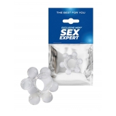 Прозрачное эрекционное кольцо с 6 стимулирующими шариками - Sex Expert - в Кирове купить с доставкой