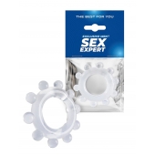 Прозрачное эрекционное кольцо со стимулирующими шариками - Sex Expert - в Кирове купить с доставкой