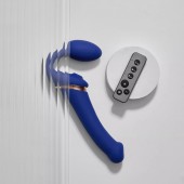 Синий безремневой страпон Multi Orgasm Bendable Strap-On size XL с клиторальной стимуляцией - Strap-on-me - купить с доставкой в Кирове