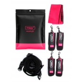 Черно-розовый эротический набор: фиксатор, оковы, наручники, повязка - Erokay - купить с доставкой в Кирове